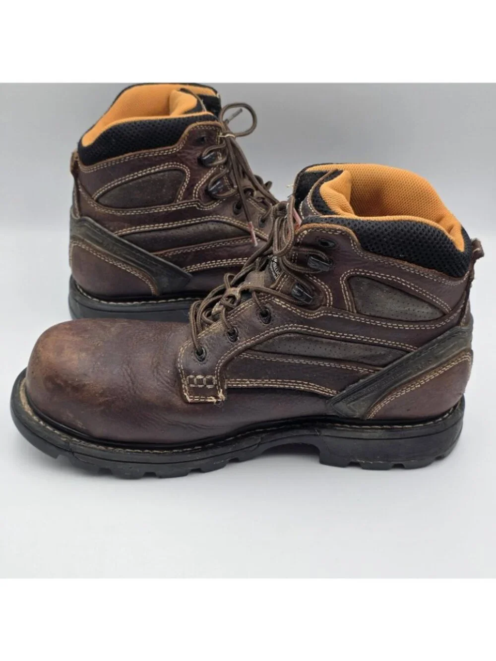 Thorogood VGS 300 GS Work Boots Mens 12 Brown Leather Safety Toe Slip Resistant